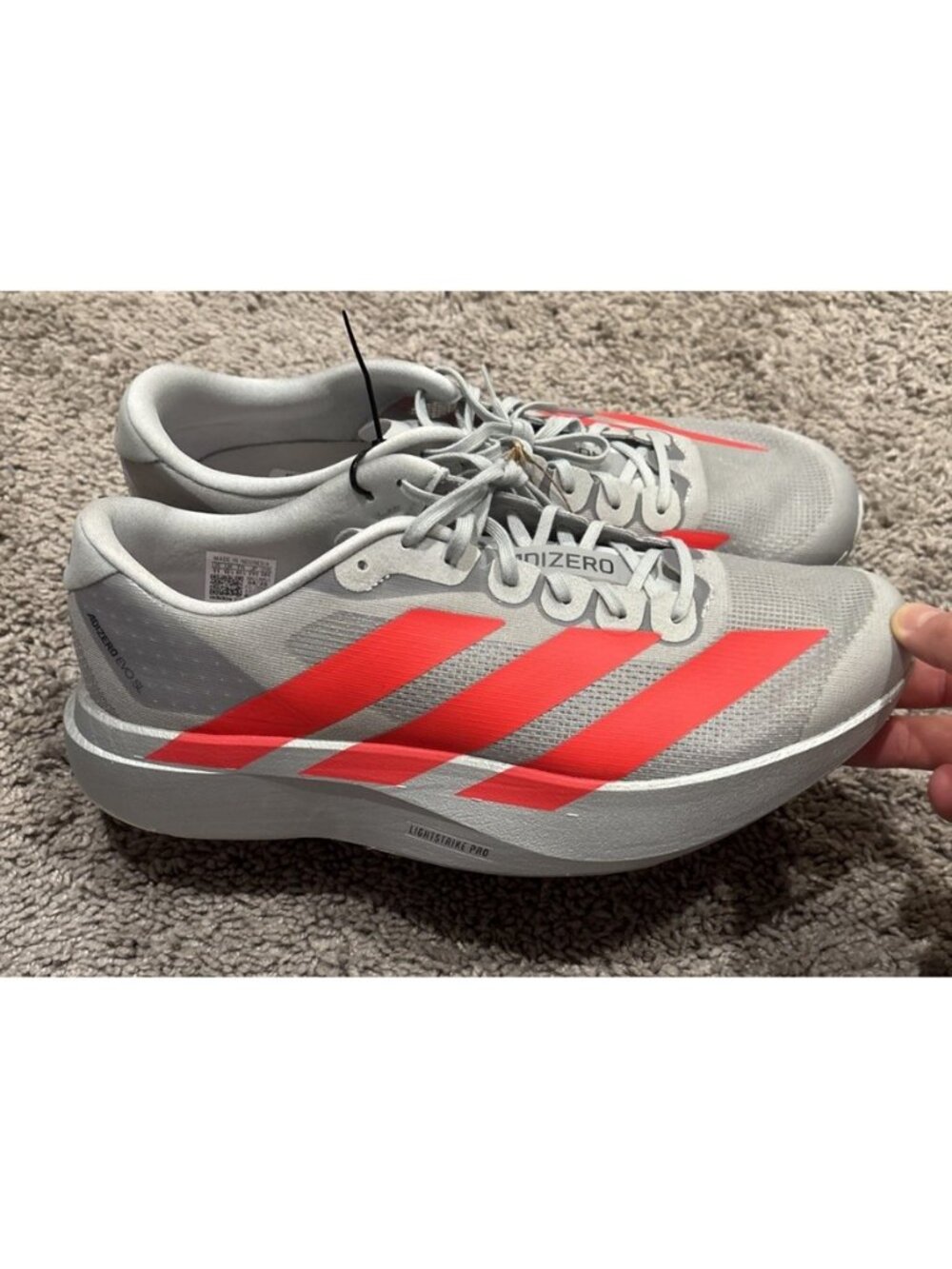 adidas adiZero Evo SL - Men's (Silver/Red) Size 11, Brand New w Tags